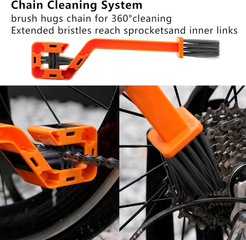 Thinvik Bike Lube and Cleaner Set with 500ml Chain Cleaner, 60ml Wet/Dry Lubricant and 4 Brush Tools for Cleaning Chains, Chainrings, Freewheel/Cassette - Image 5